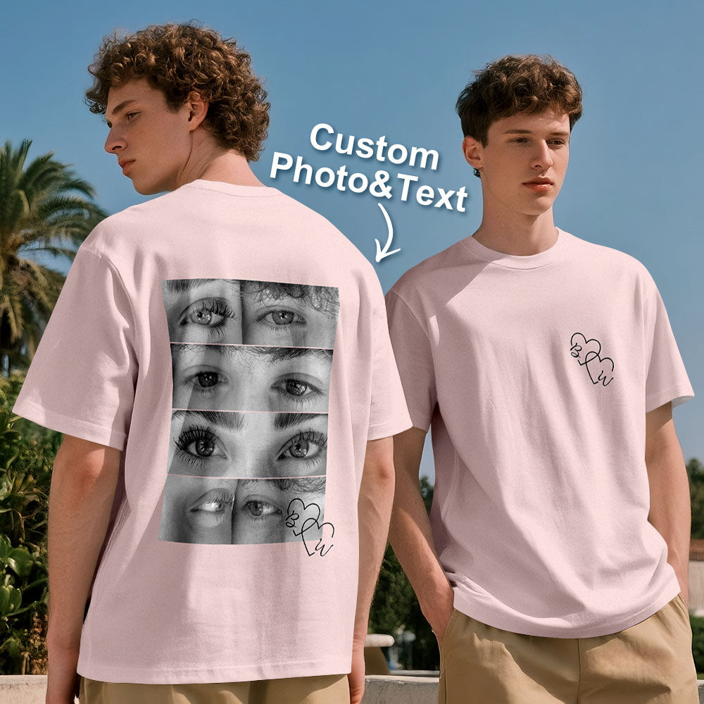 Custom Photo Black & White Style T-shirt Personalized Eyes Shirt for Couple Valentines Gift