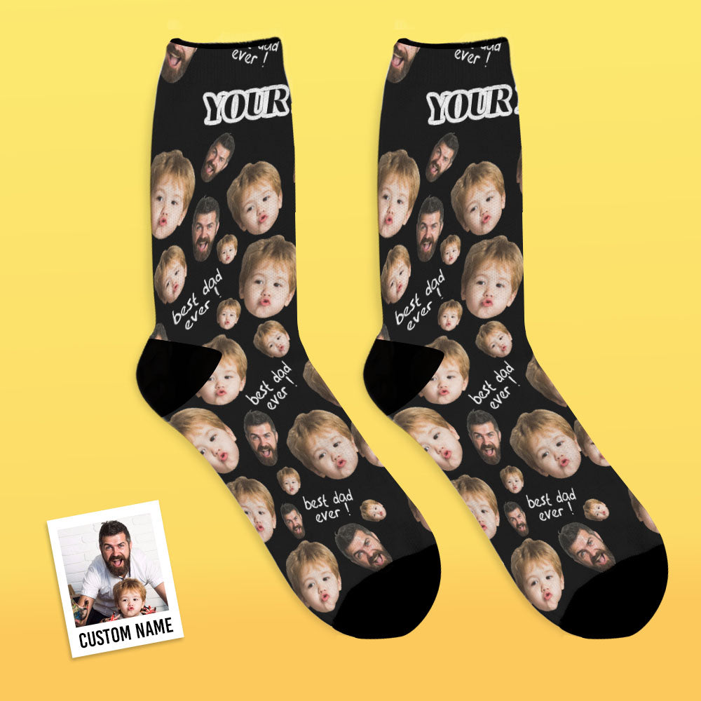 Father's Day Gifts, Custom Face Socks To The Best Dad - Black copy 1
