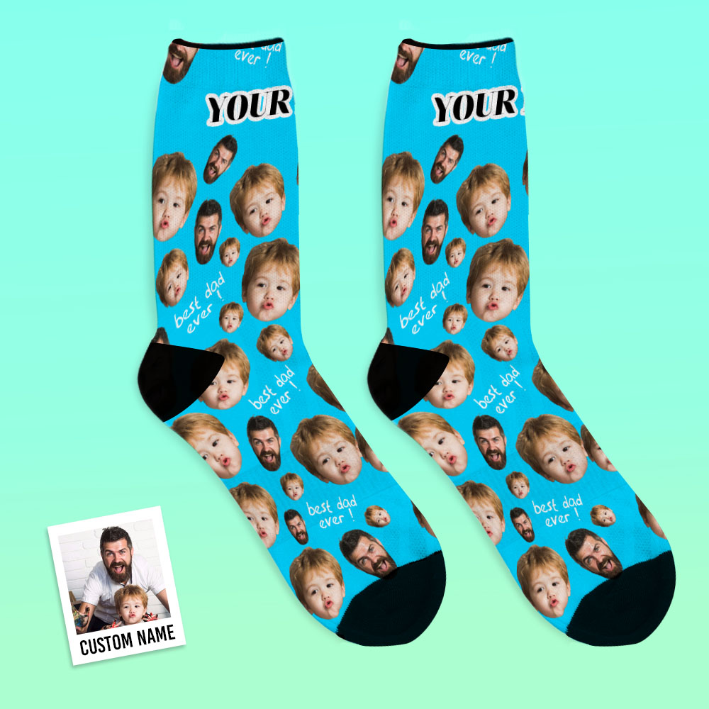 Father's Day Gifts, Custom Face Socks To The Best Dad - Black copy 1