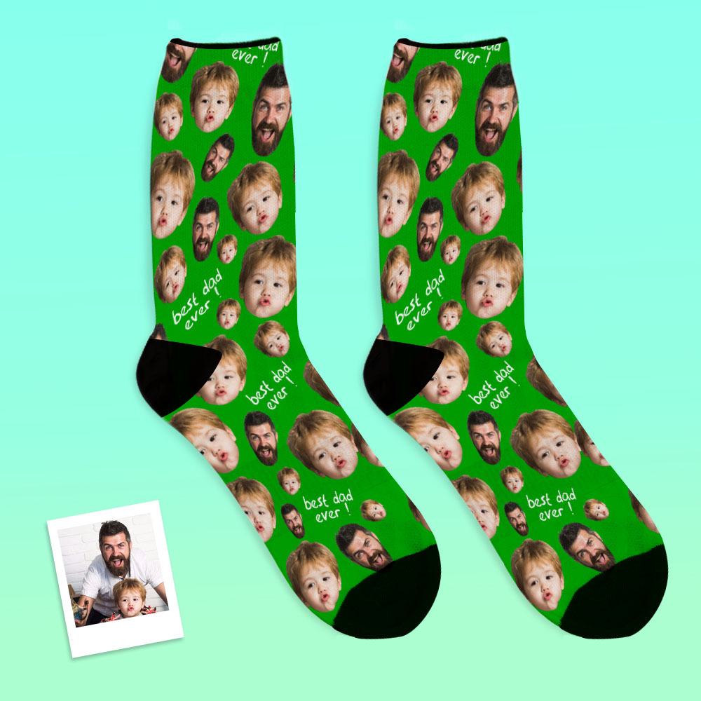Father's Day Gifts, Custom Face Socks To The Best Dad - Black copy 1