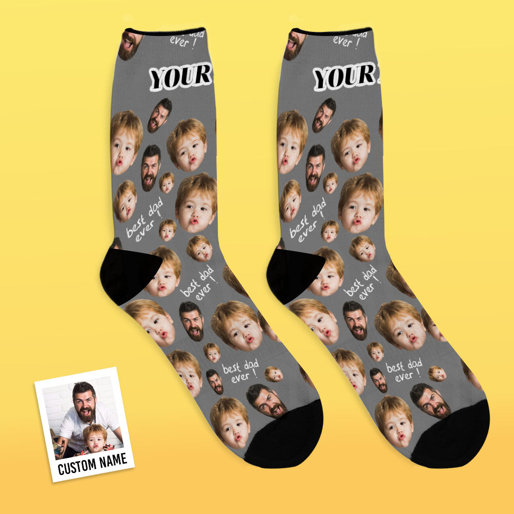 Father's Day Gifts, Custom Face Socks To The Best Dad - Black copy 1