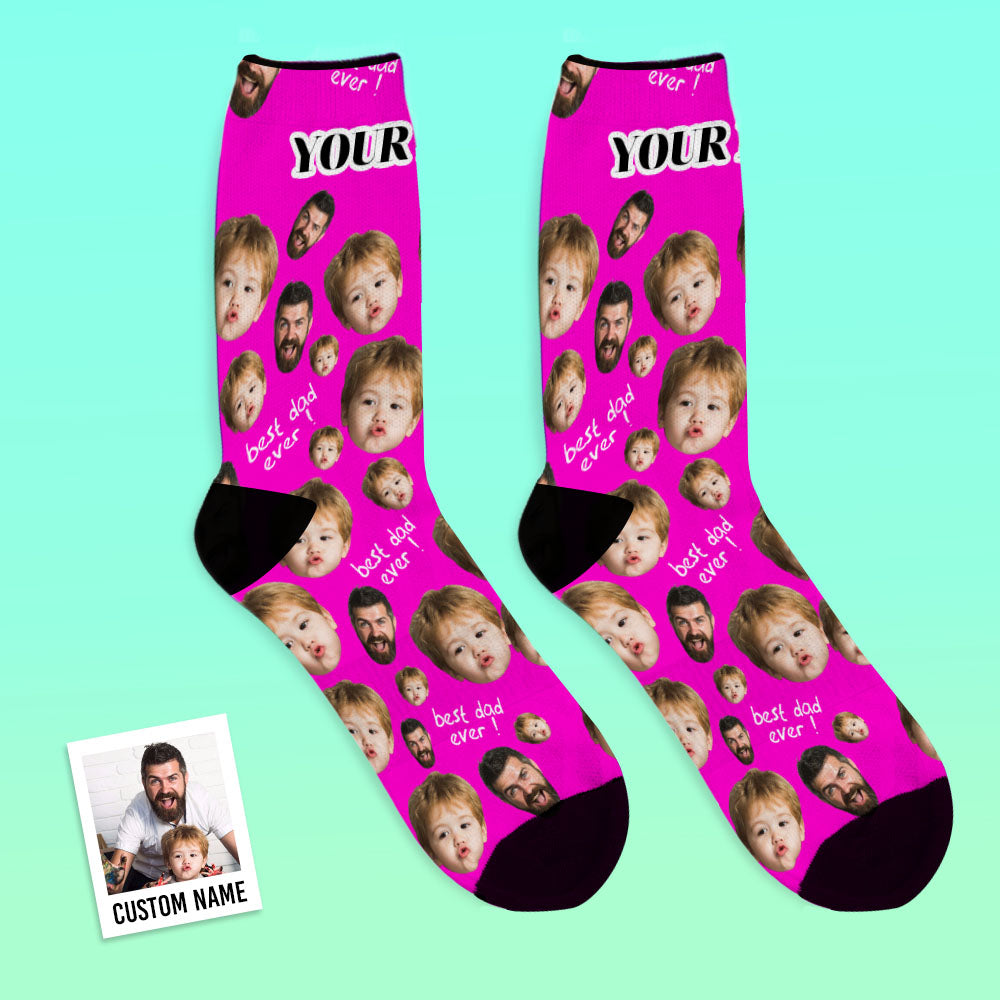 Father's Day Gifts, Custom Face Socks To The Best Dad - Black copy 1