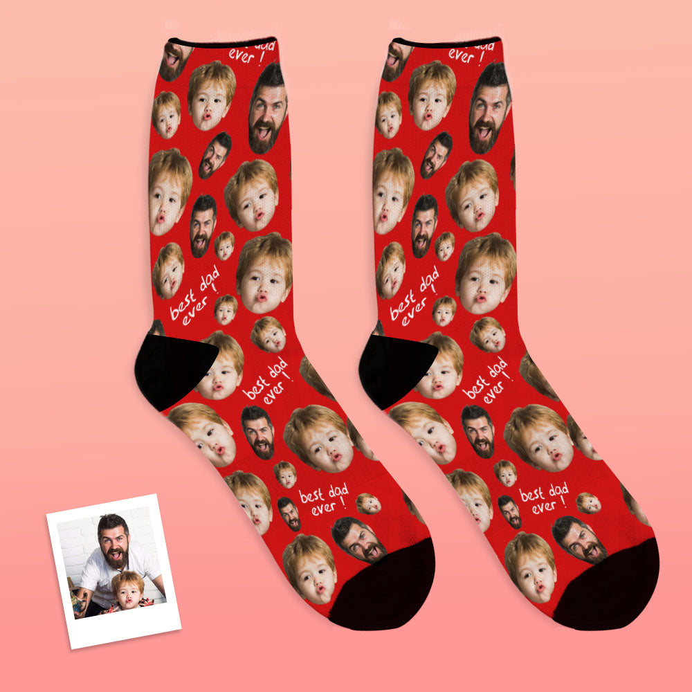 Father's Day Gifts, Custom Face Socks To The Best Dad - Black copy 1