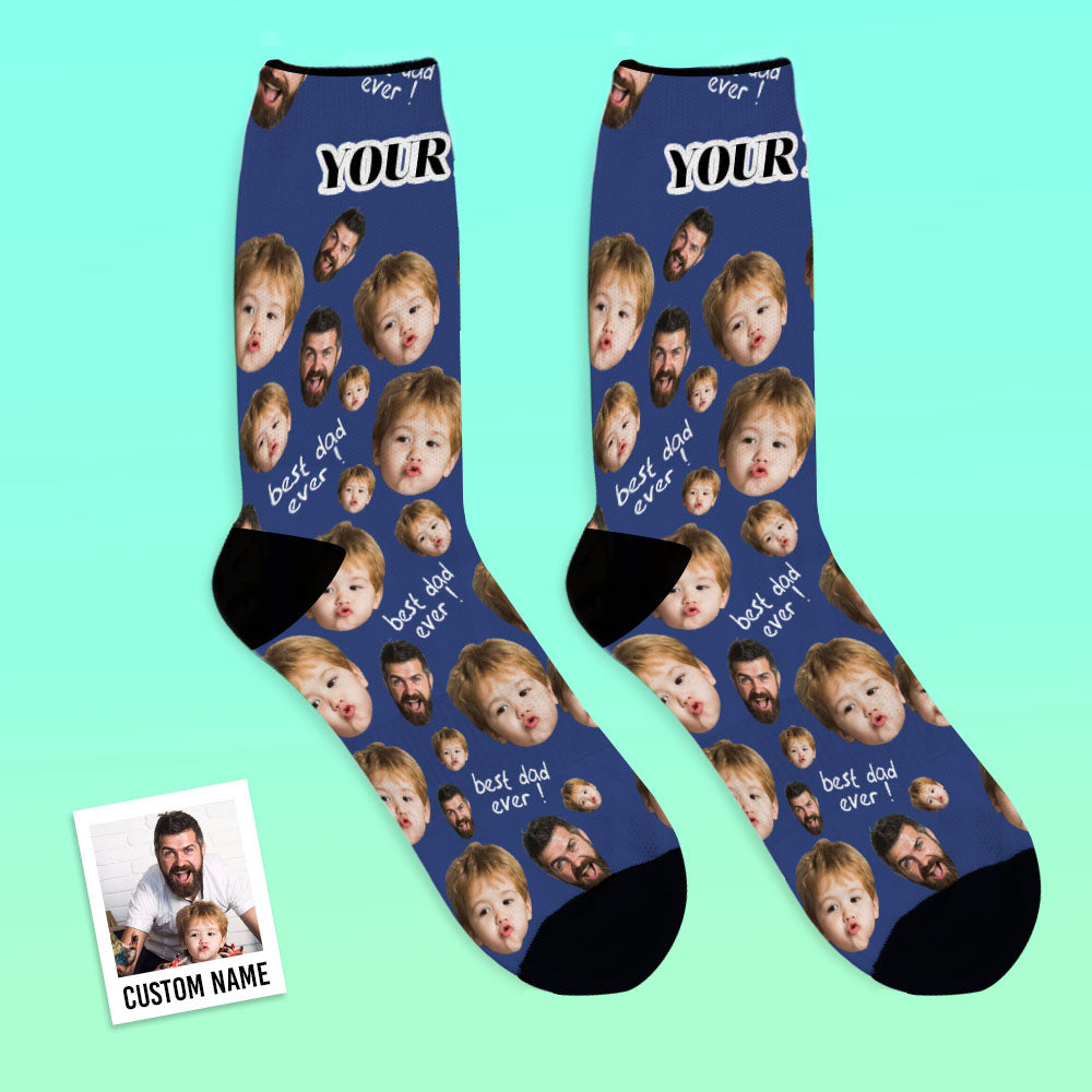 Father's Day Gifts, Custom Face Socks To The Best Dad - Black copy 1
