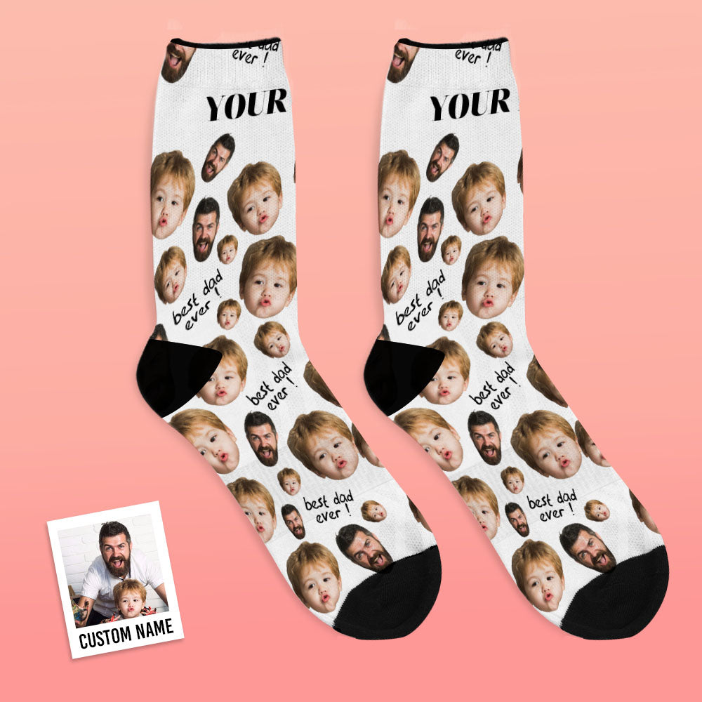 Father's Day Gifts, Custom Face Socks To The Best Dad - Black copy 1