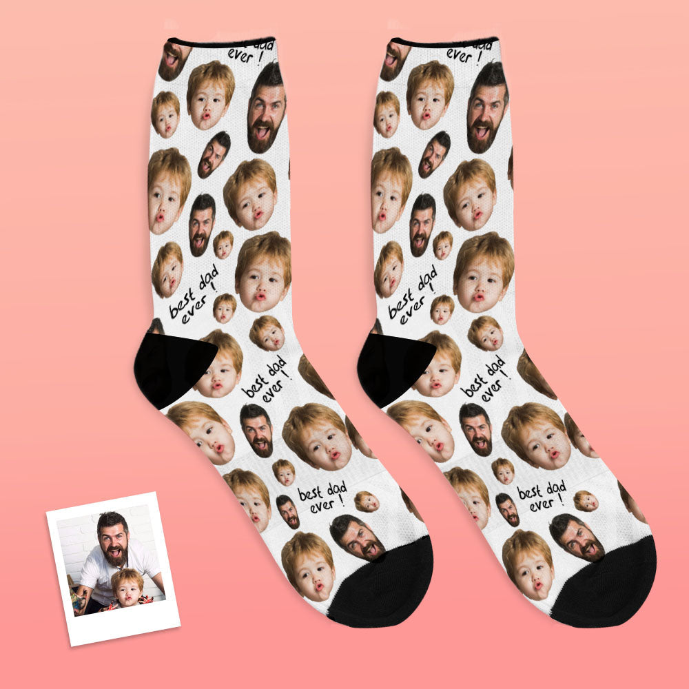 Father's Day Gifts, Custom Face Socks To The Best Dad - Black copy 1