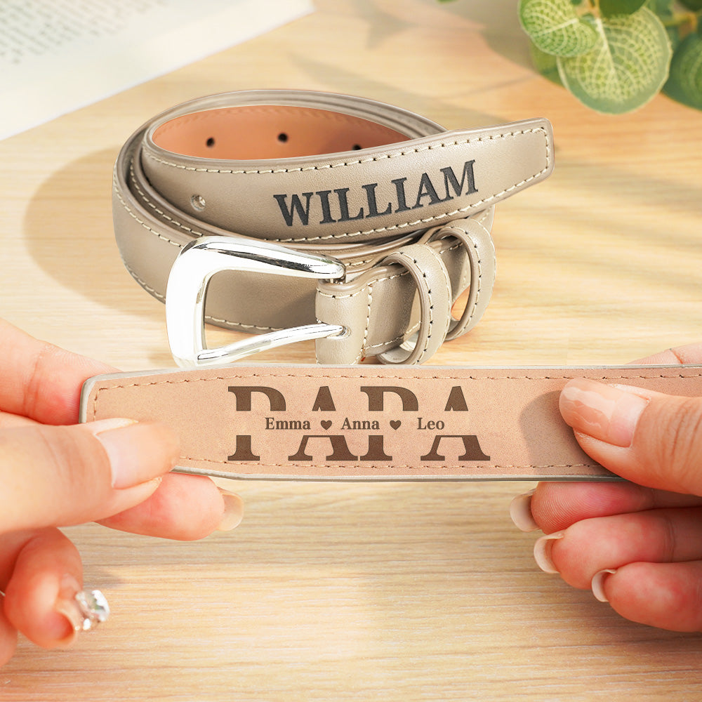 Personalized PU Leather Belt with Engraved Name Men's Belt Father's Day Birthday Gift for Father