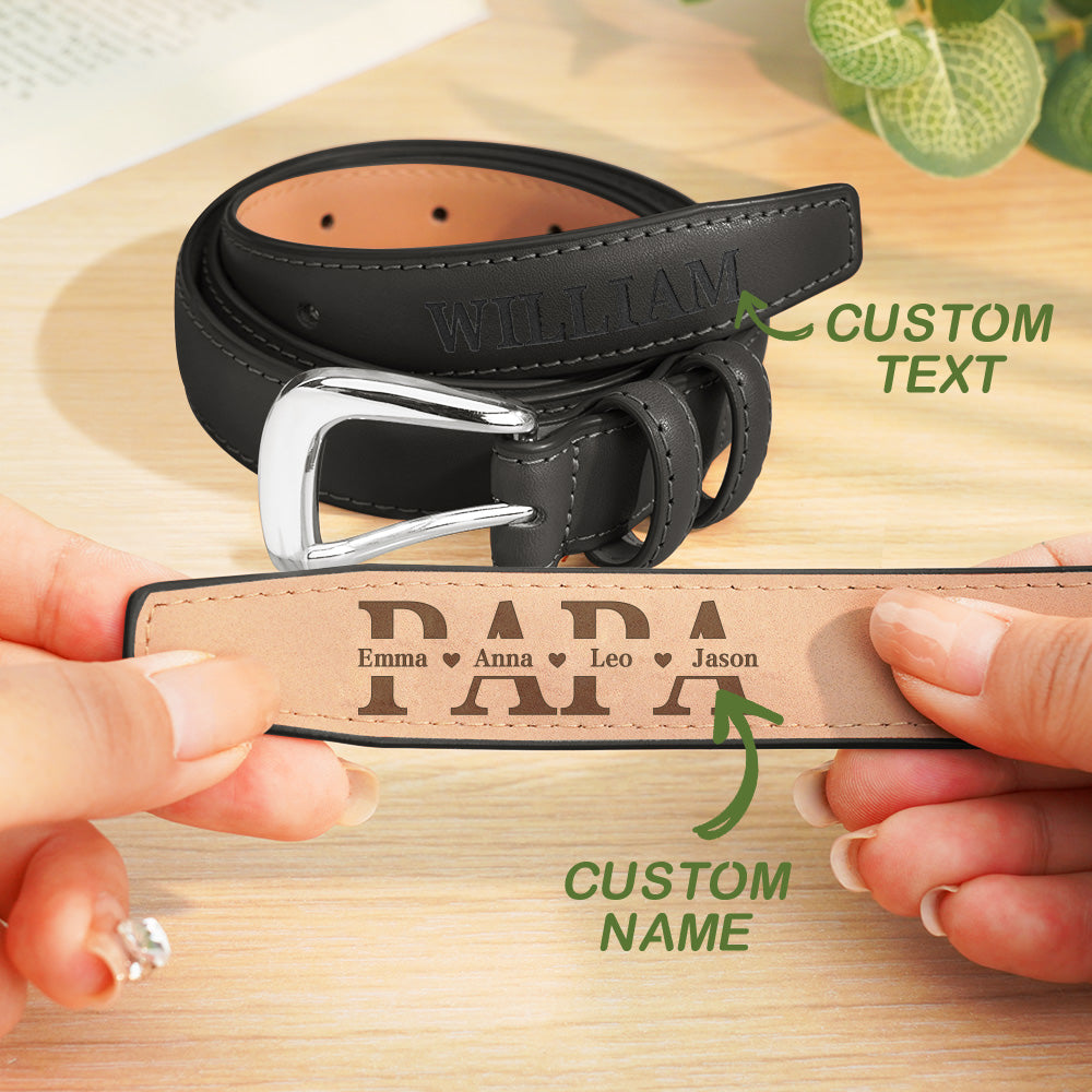 Personalized PU Leather Belt with Engraved Name Men's Belt Father's Day Birthday Gift for Father
