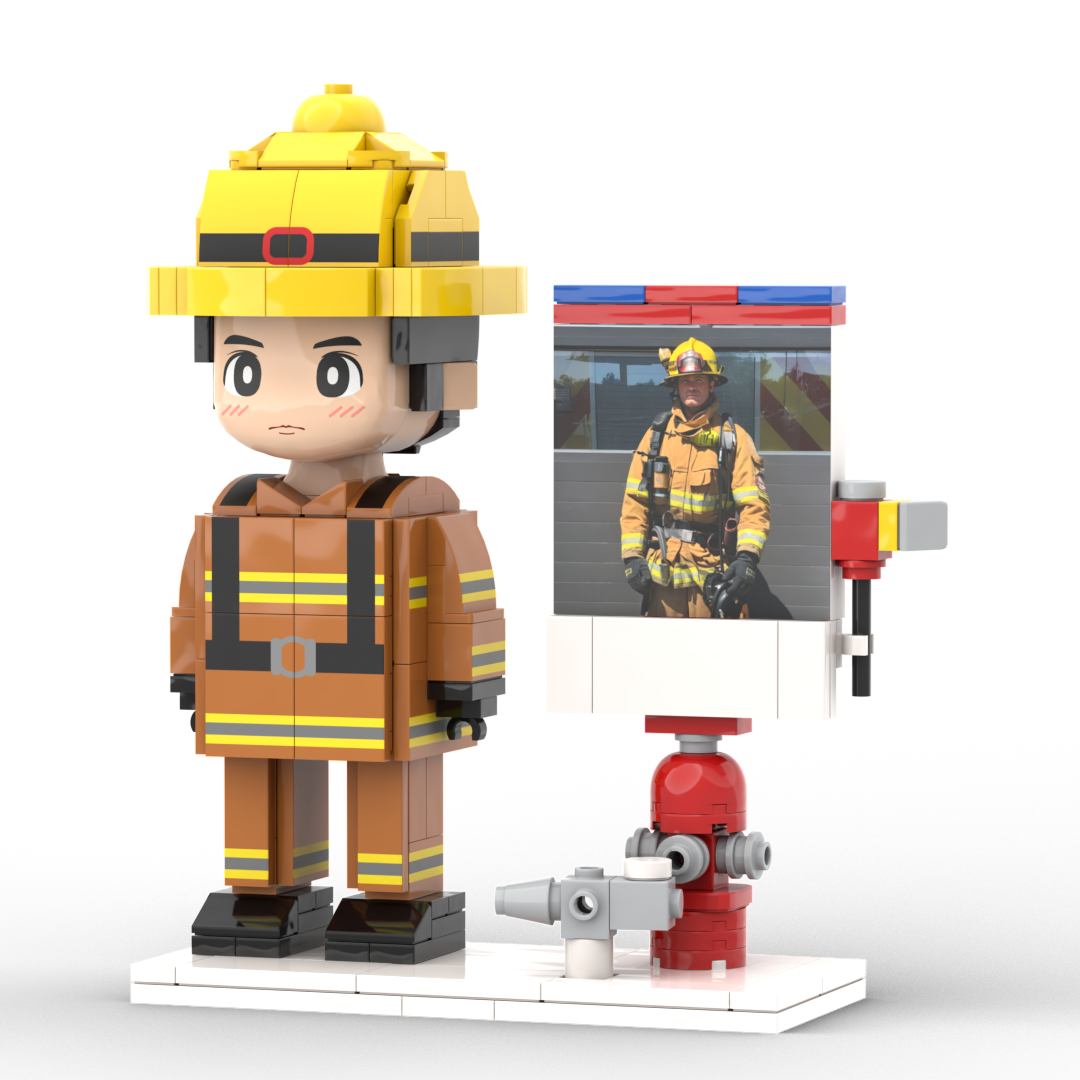 Body Customized 1 Person Brick Figures with Photo Firemen Theme Gift Birthday Gift Valentines Gift Father's