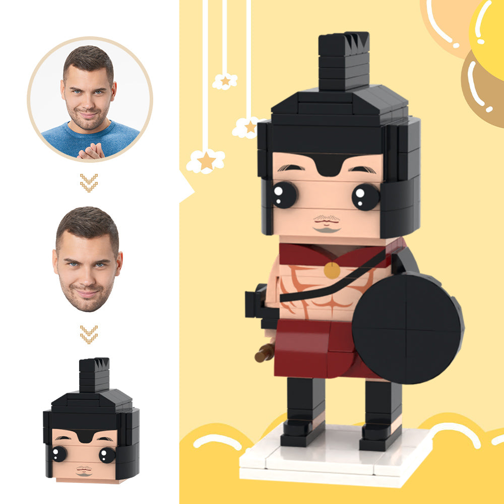 Custom Head Brick Figures Personalized Spartan Warrior Brick Figures Small Particle Block Toy