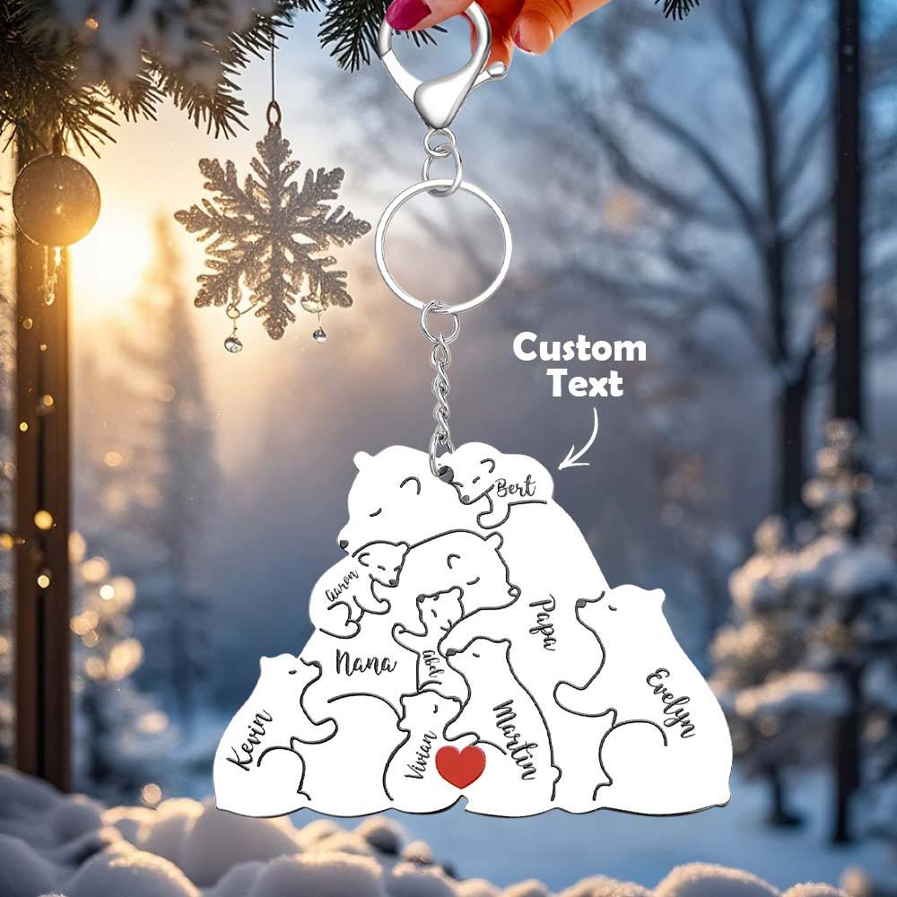 Personalized Engraved Papa Mama Bear Keychain Family Keepsake Gift for Dad Mom