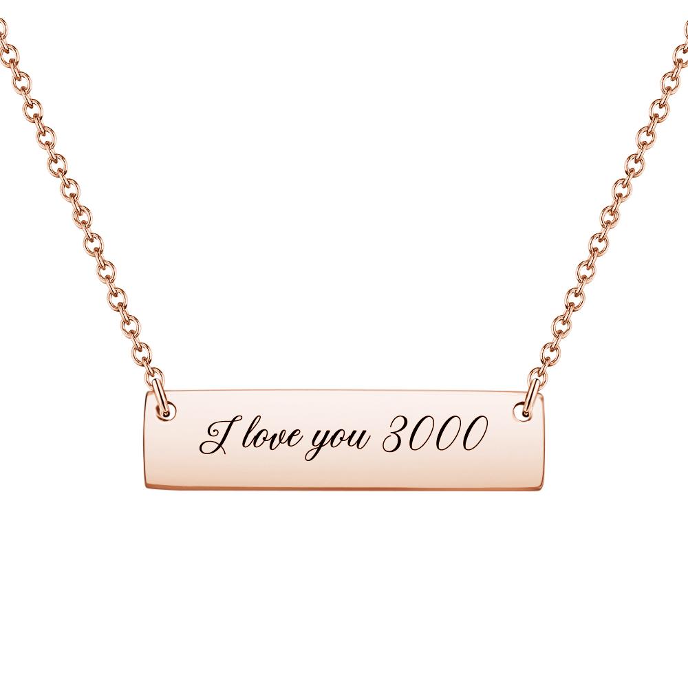 I love you 3000 necklace Custom Engraved Bar Necklace Avengers necklace Gift for her Gift for Marvel Fans