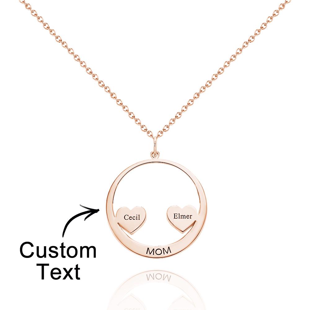 Custom Engraved Necklace Circle Hearts Mom Pendant Necklace Creative Gift