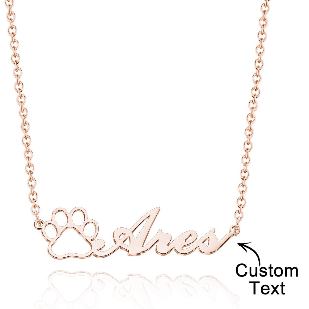 Personalized Pet Paw Print Name Necklace Lovely Animal Paw Necklace Jewelry