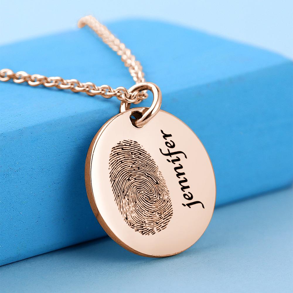 Custom Photo Necklace fingerprint Necklace Engraved Necklace Coin Necklace Gift For Boyfriend