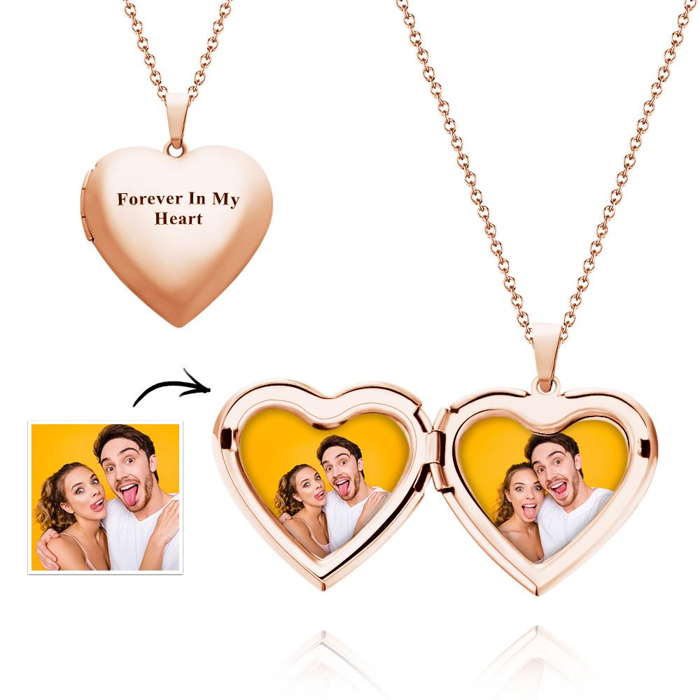 Custom Photo Engraved Neckalce Heart Pendant Exquisite Couple Gifts