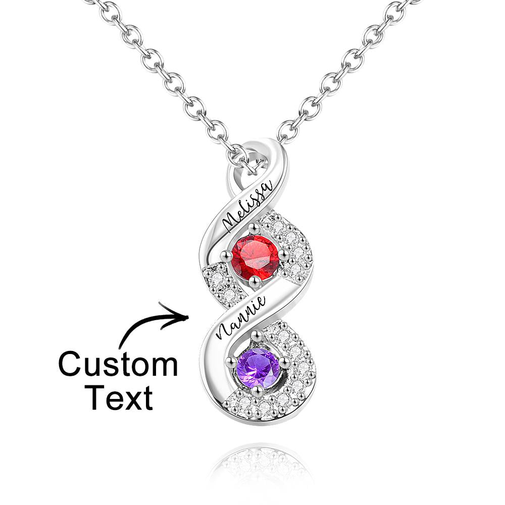 Custom Engraved Birthstone Necklace Infinity Creative Gifts