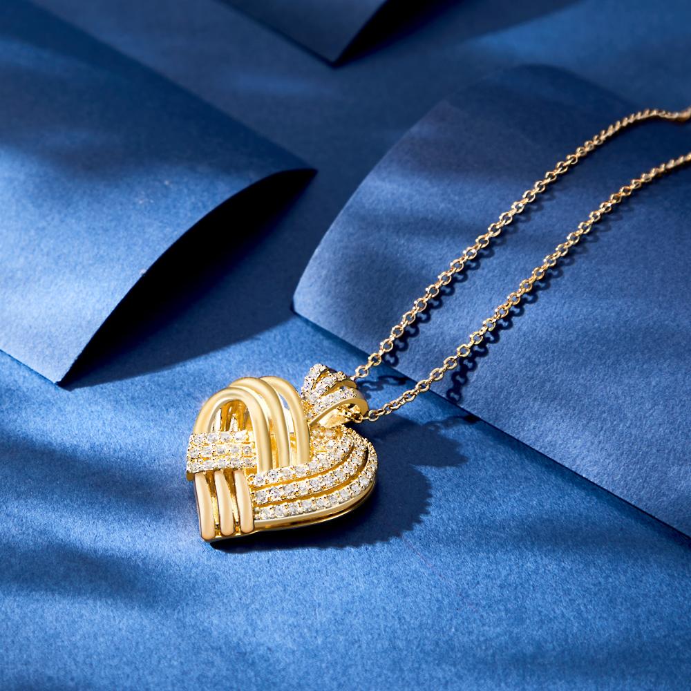 Woven Together Personalized Heart Necklace Custom Engraved Pendant Gifts for Her