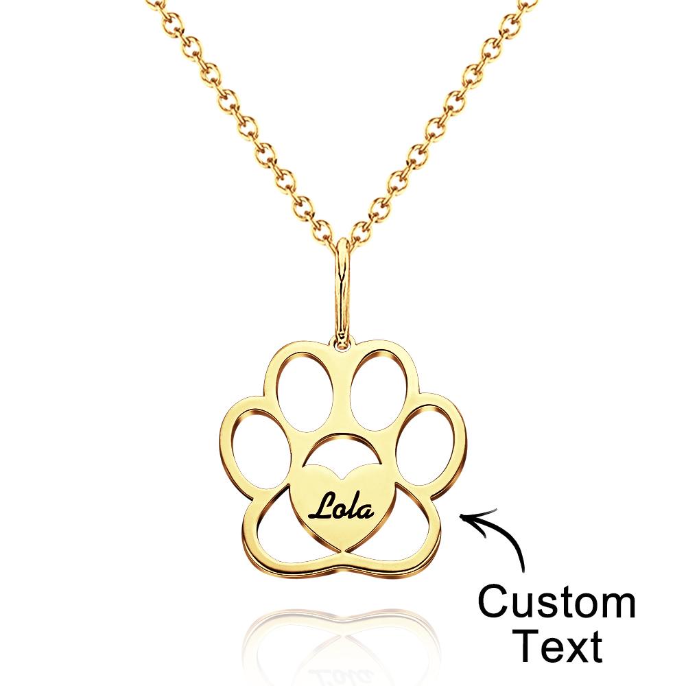 Personalized Paw Necklace with Name Dog Paw Necklace