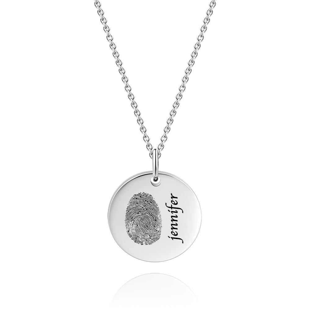 Custom Photo Necklace fingerprint Necklace Engraved Necklace Coin Necklace Gift For Boyfriend