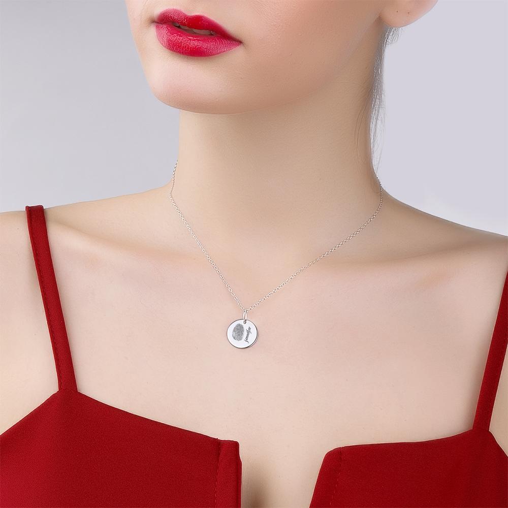 Custom Photo Necklace fingerprint Necklace Engraved Necklace Coin Necklace Gift For Boyfriend