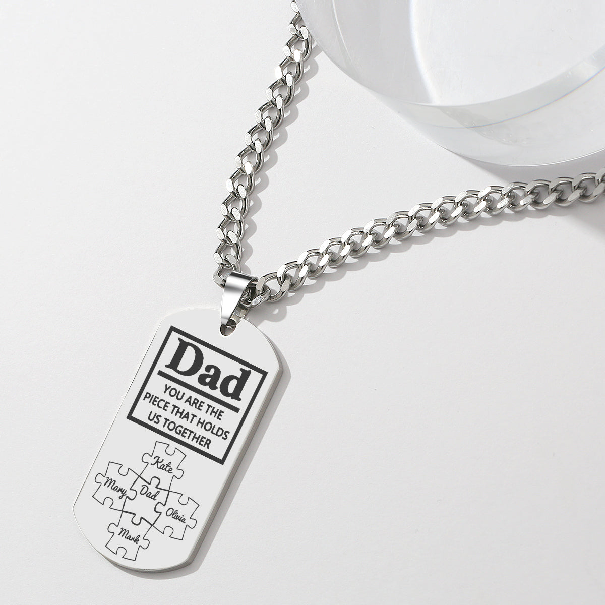 Father's Day Puzzle Gifts Men's Necklace Engraved Necklace You Are The Piece That Holds Us Together