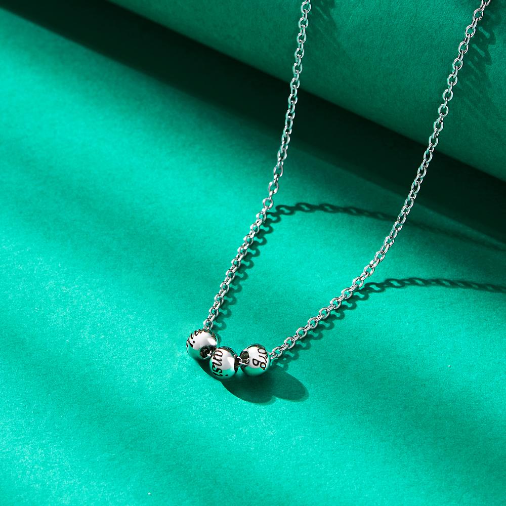 Custom Engraved Necklace Optional Bead Necklace Unique Gift