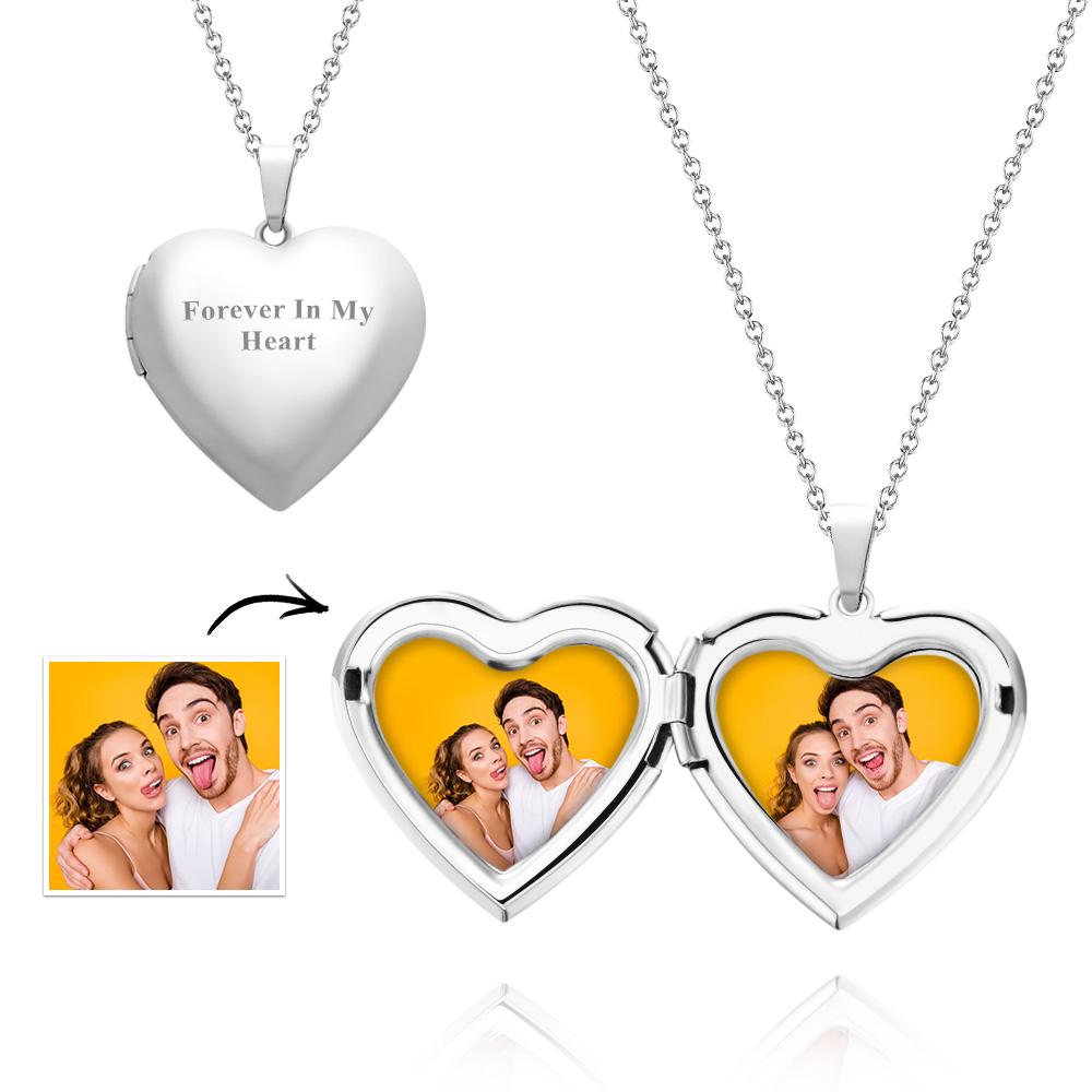 Custom Photo Engraved Neckalce Heart Pendant Exquisite Couple Gifts