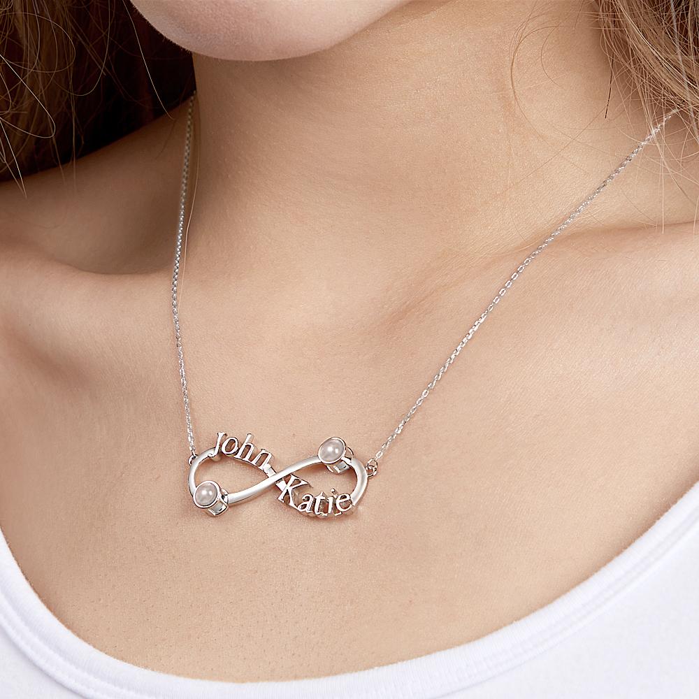 Custom Engraved Projection Necklace Infinity Symbol Commemorate Gifts