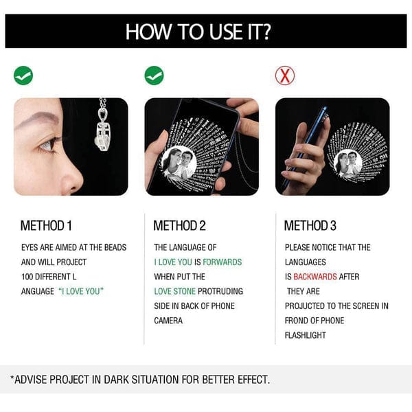 Photo Projection Necklace With Eternal Flower Jewelry Box Gifts for Mum - 2 Colors