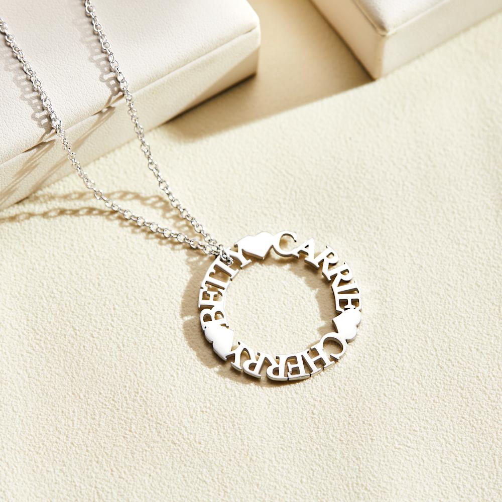 Custom Name Circle Necklace Personalized Elegant Round Necklace Jewelry Gifts
