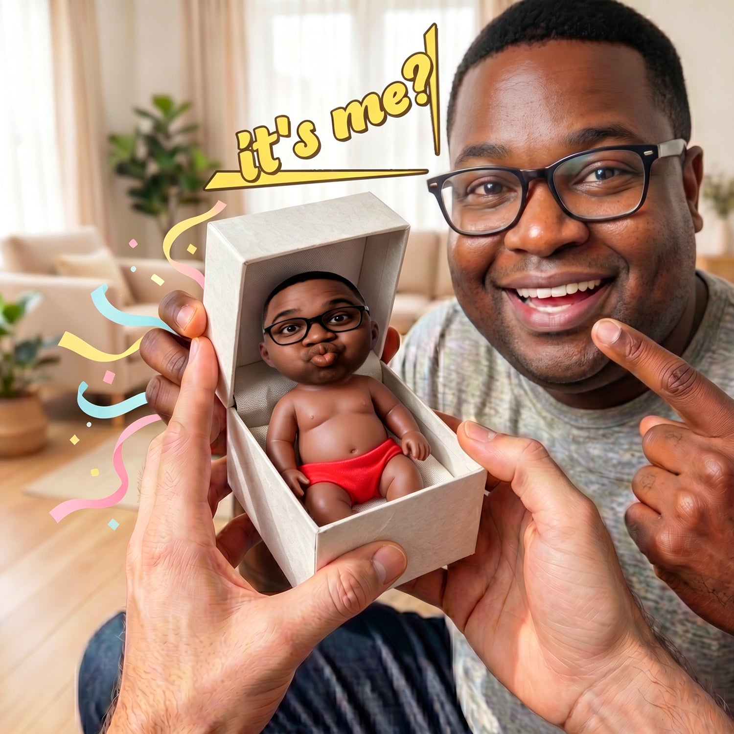 Father's Day Gifts Custom Squishy Stress Relief Doll – Personalized Face Squeeze Toy, Soft TPR Sand Filled Fidget Toy, Funny Anxiety Relief
