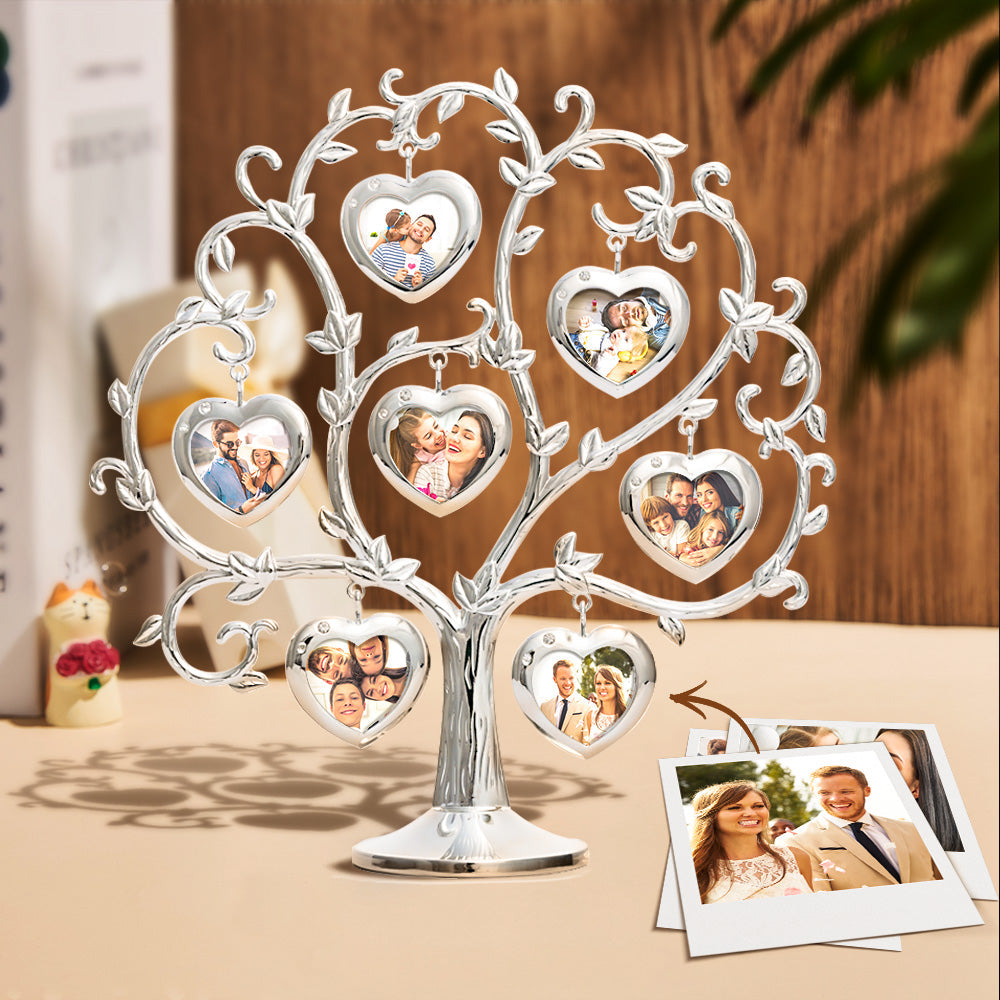 Custom Photo Family Tree With 7 Hanging Picture Frames Metal Table Top Decoration