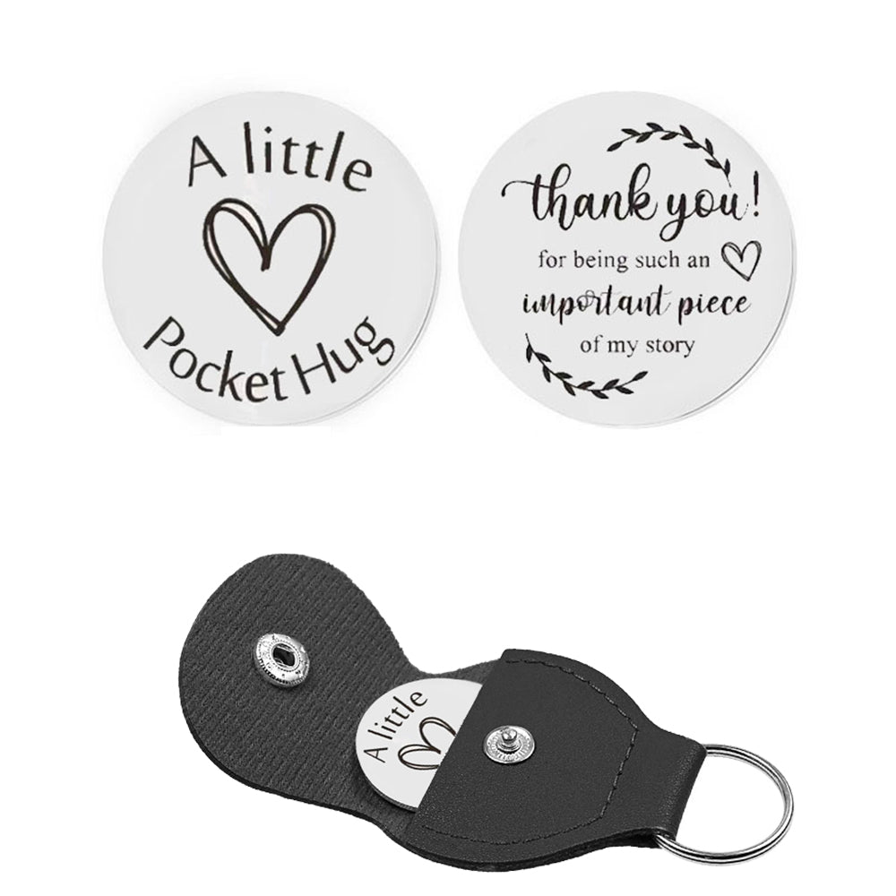 Pocket Hug Token with PU Leather Keychain Gifts for Friend Son Daughter Brother Sister