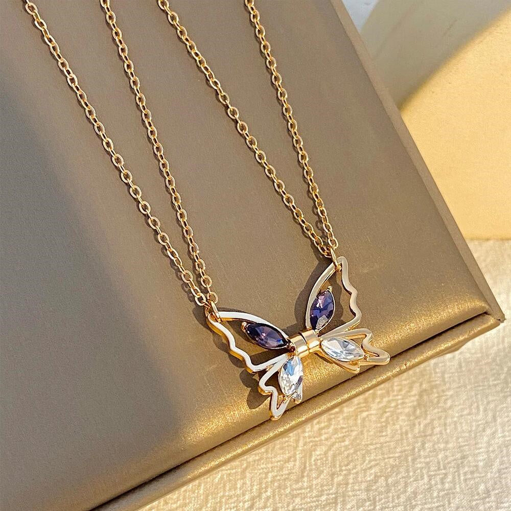 Personalized Couple Necklace Magnetic Matching Butterfly Necklaces for Couples Valentine's Gift for Lover