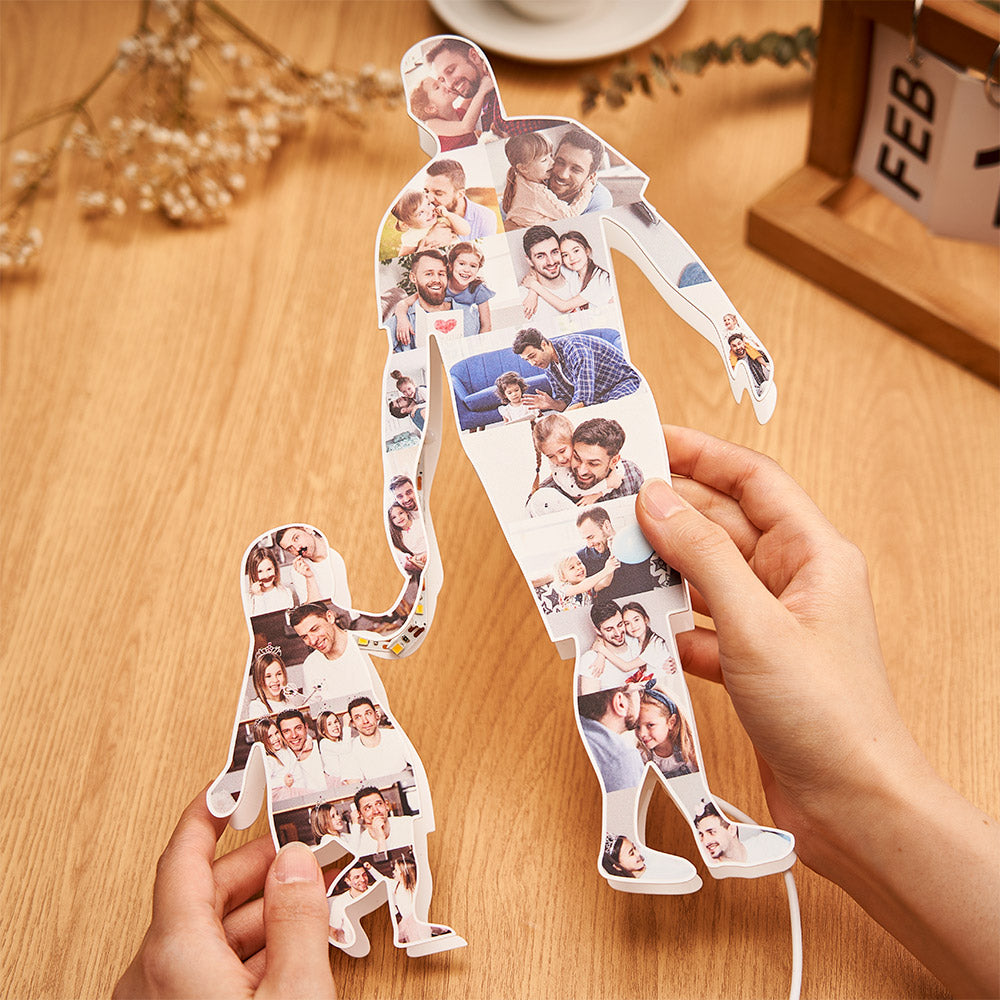 Personalized Photo Collage Night Light Custom Hand In Hand Pictures Lamp Father's Day Gift