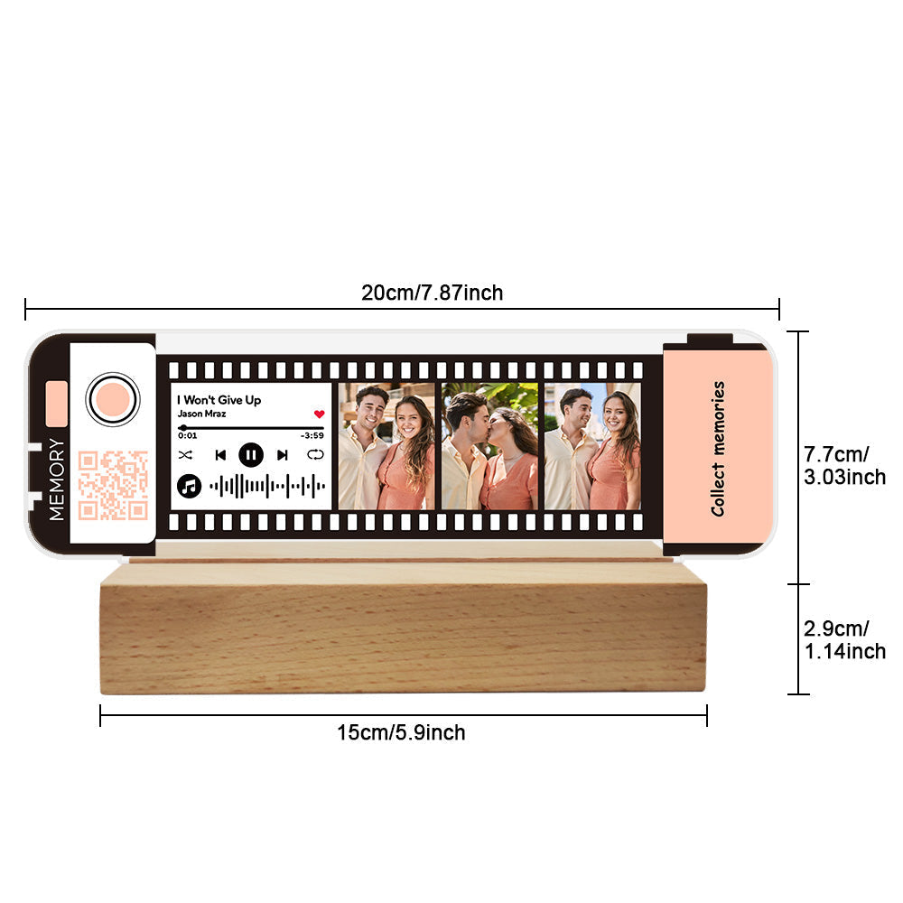 Custom Code Acrylic Music Filmstrip Plaque Night Light Gift For Couples