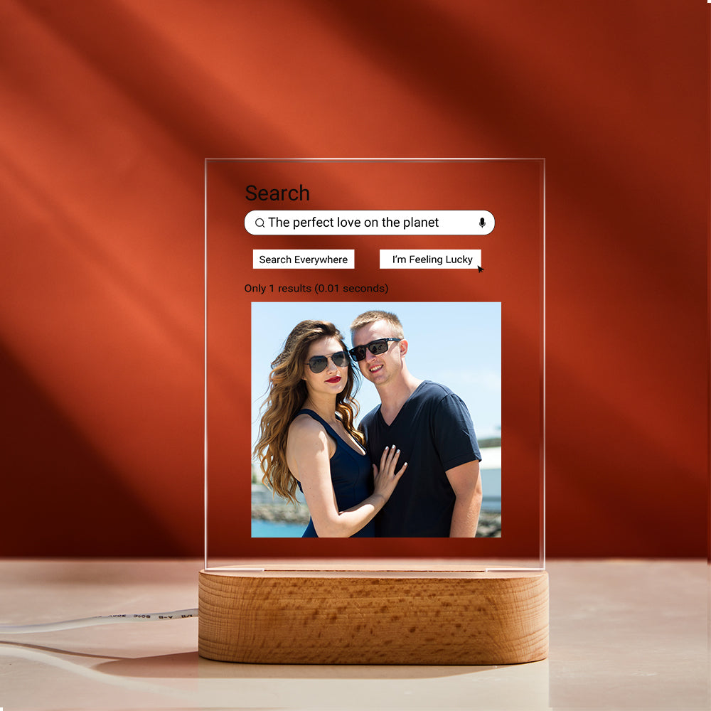 Custom Photo Google Search Colorful Lamp Acrylic 3D Printed Night Light Proposal Anniversary Day Gift
