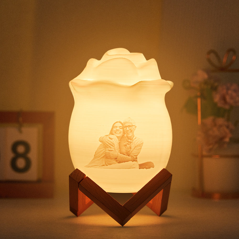 Custom Exclusive Photo Rose Night Light Personalized Name Best Gift 7 Colour Night Light Remote Control Lamp