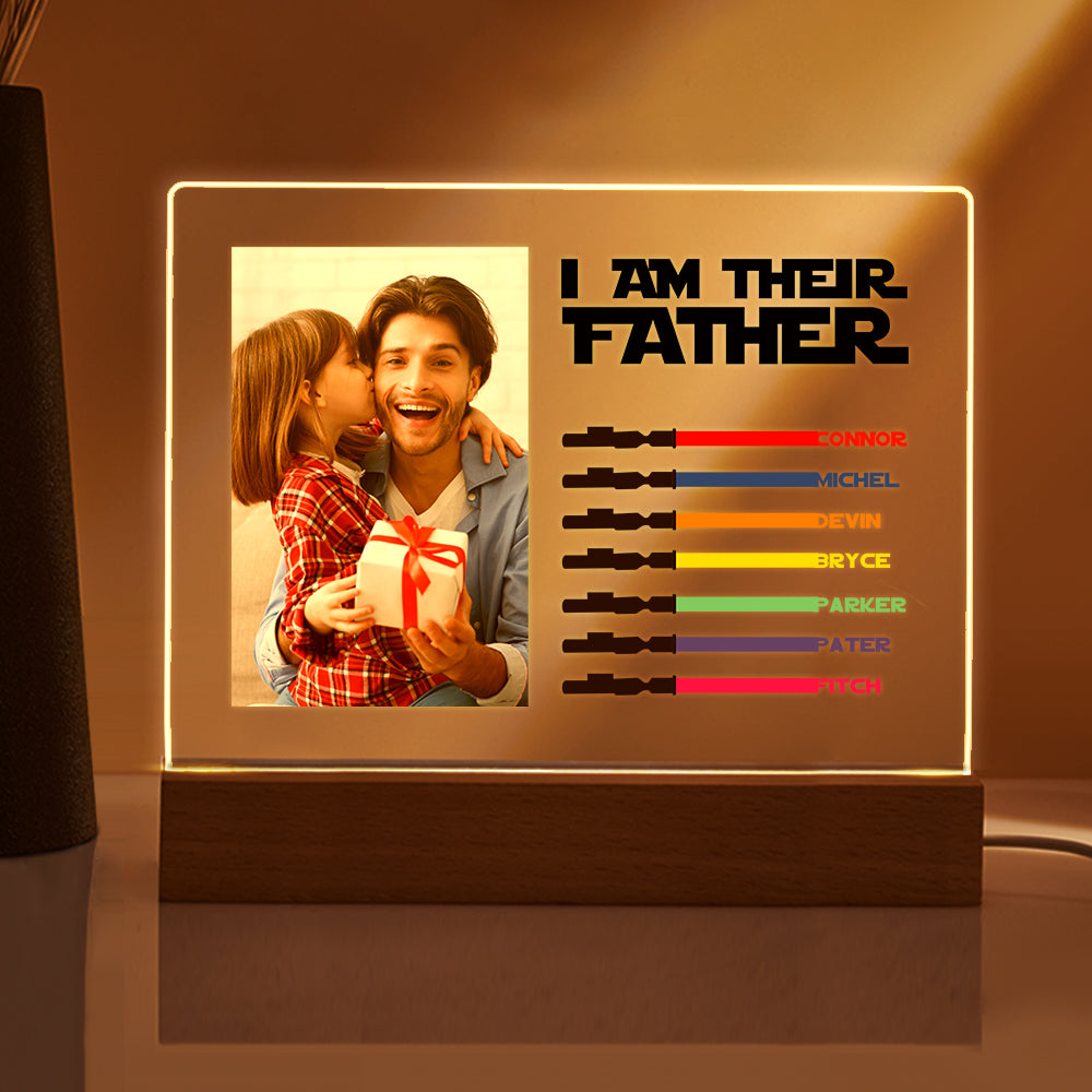 Personalized I Am Their Father Night Light Photo Acrylic Light Saber Plaque Father's Day Gifts