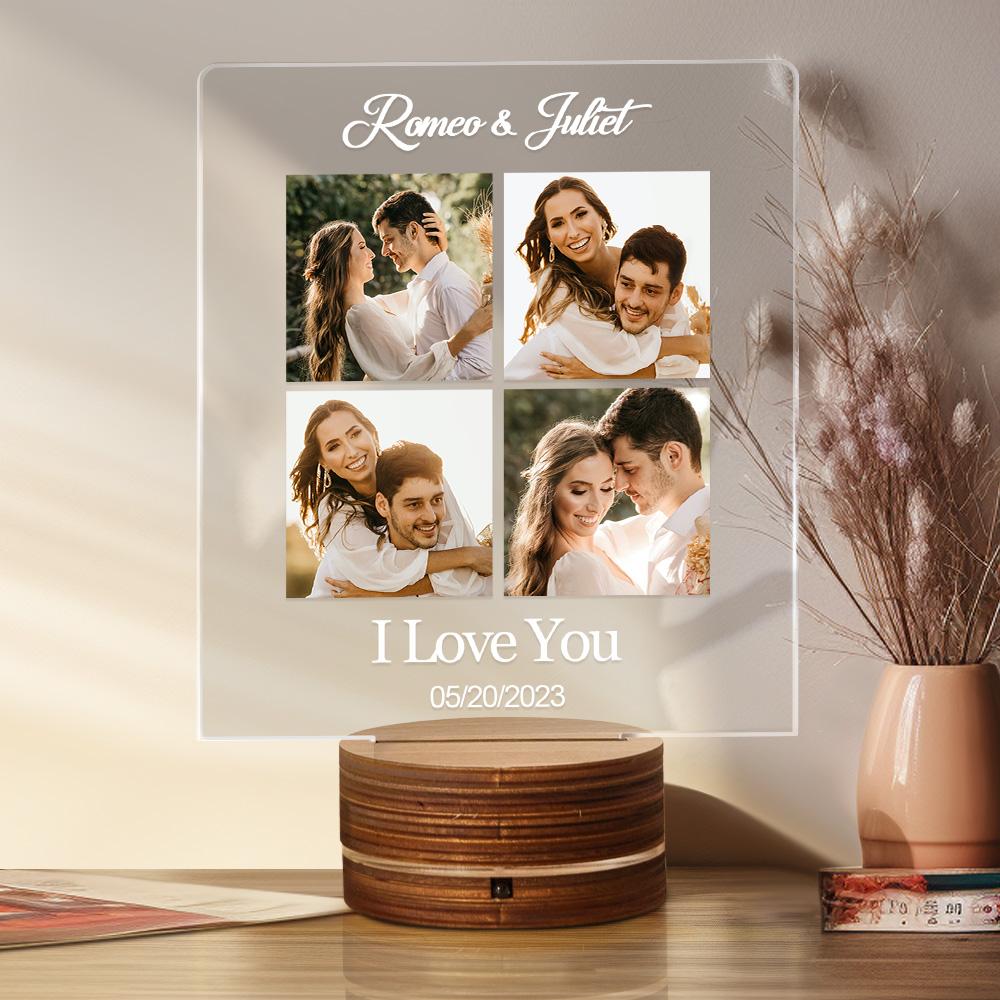 Valentine's Day Night Light Custom Pictures Night Light Engraved Lamp