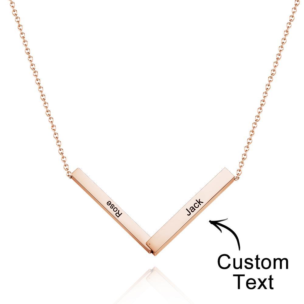 Custom Engraved Necklace Folded Bar Necklaces Unique Gift for Women