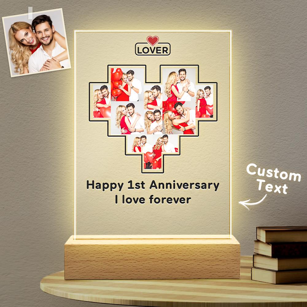 Father's Day Gift Custom Photo Plaque Personalized Glass Nightlight Gift