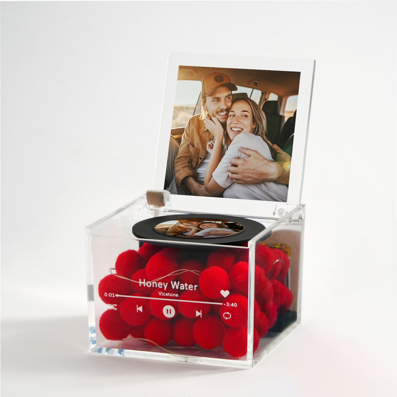 Custom Photo Mini Music Record Player Personalized Acrylic Box Unique Gift