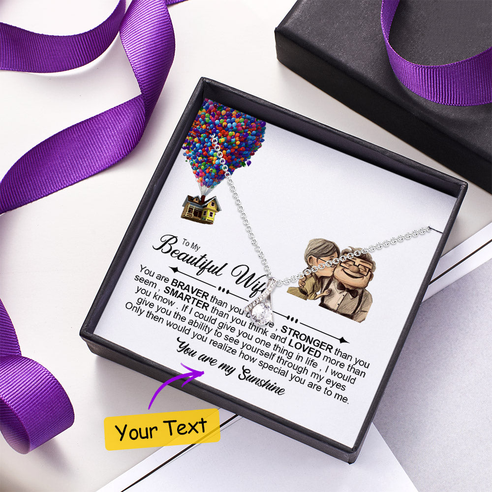 Personalized Message Card with Diamond Necklace Birthday Gift for Wife