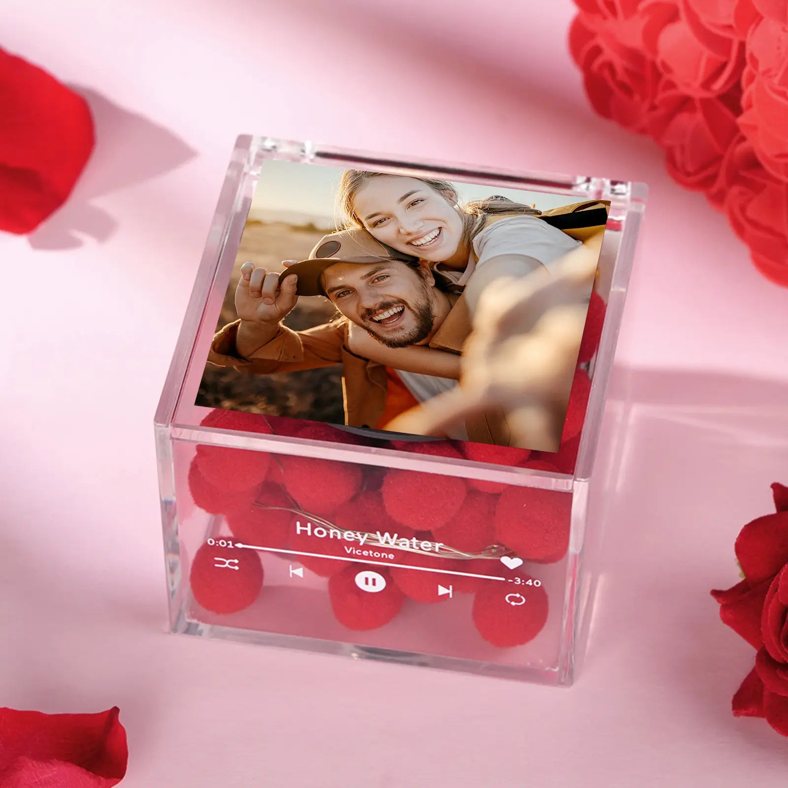 Custom Photo Mini Music Record Player Personalized Acrylic Box Unique Gift