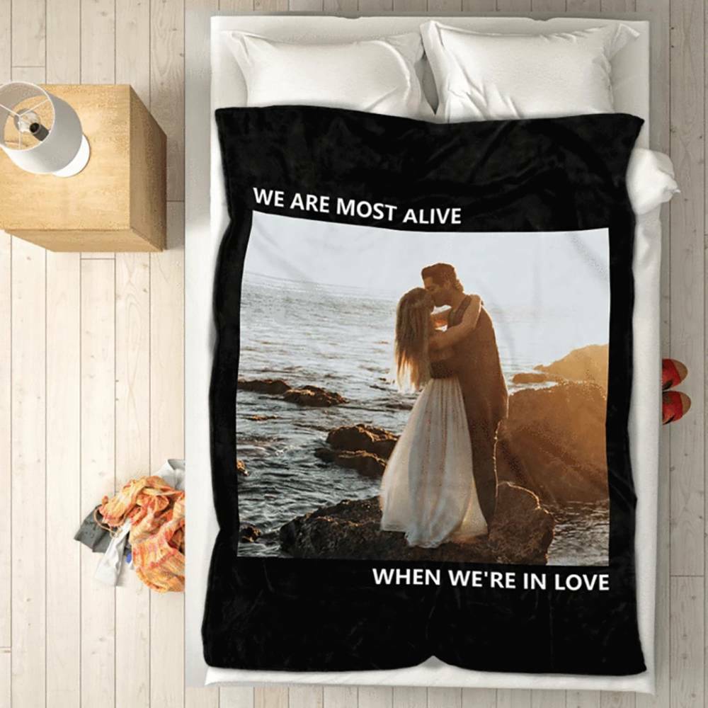 Custom Photo Blanket Fleece Throw Blanket With Text