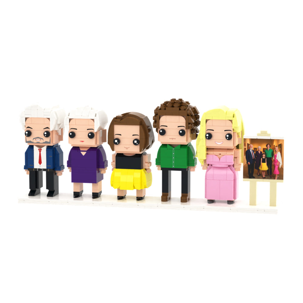 Custom Full-Body Brick Figures of 5 People with Frame Personalized Anniversary Gift Birthday Gift
