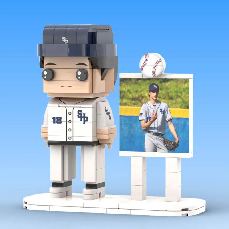 Body Customized 1 Person Brick Figures with Photo Baseball Theme Gift Birthday Gift Valentines Gift Father's