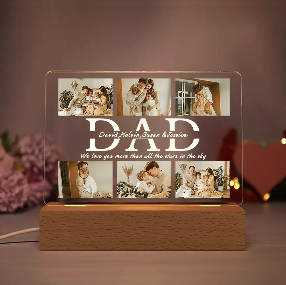 Personalized DAD LED Night Light Custom 6 Photos and Text Acrylic Lamp copy 1